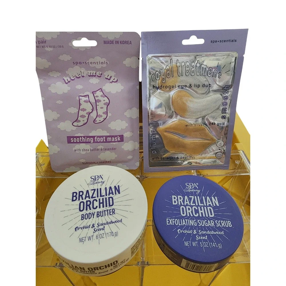 Spa Luxury Brazilian Orchid Body Butter Scrub Set & Spa Scential Mask 4pc Bundle